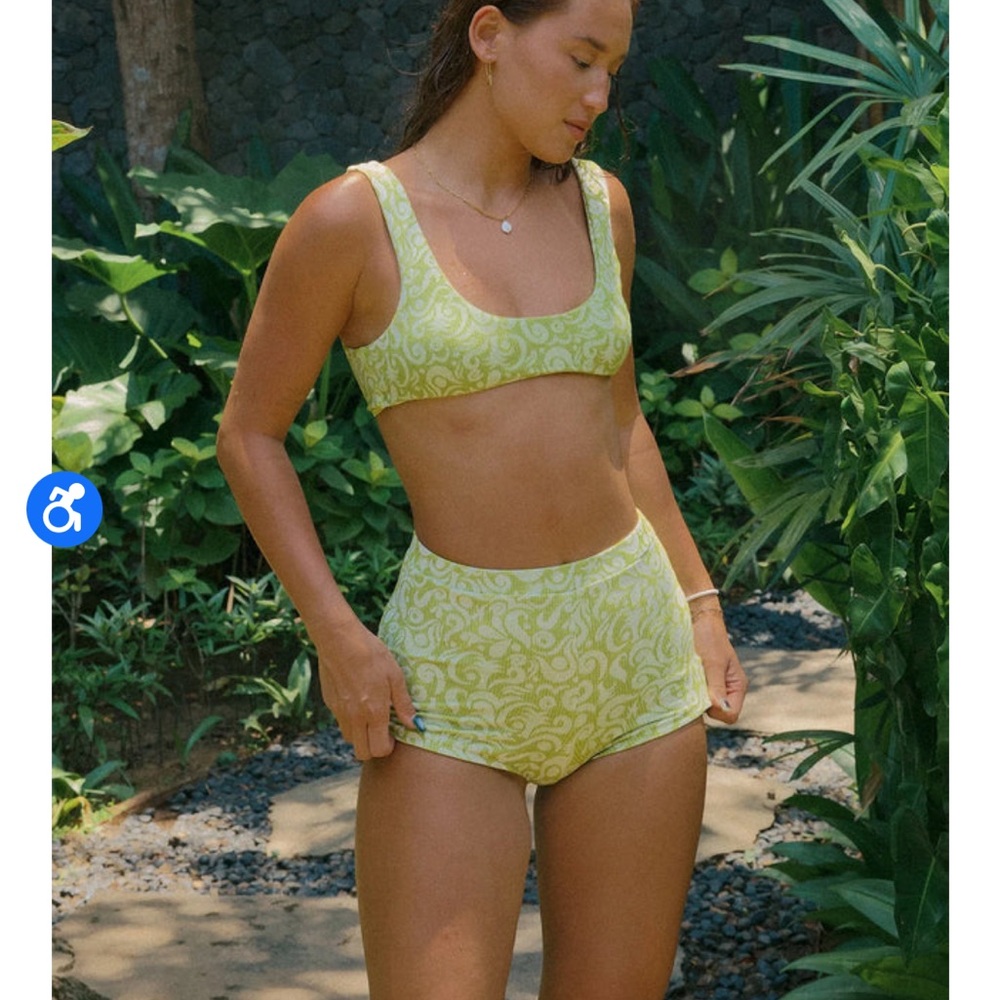 Dippin' Daisy's Lime Green Paisley High-Waist Bikini Set